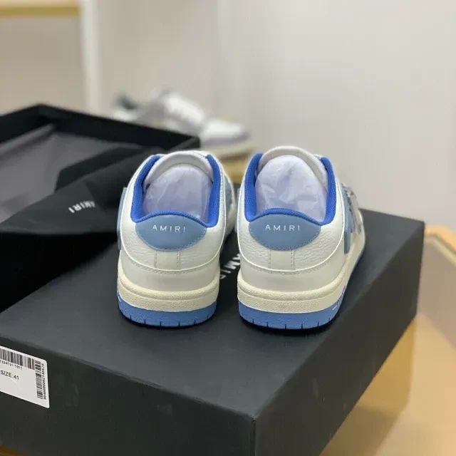 Amiri Skel Top Low Sneakers "White/Light Blue"
