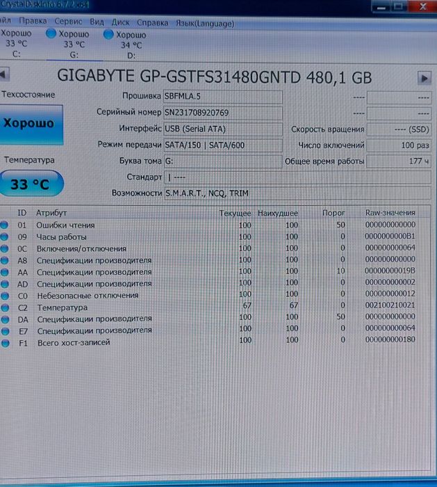 SSD 2.5 480GB, 512GB
