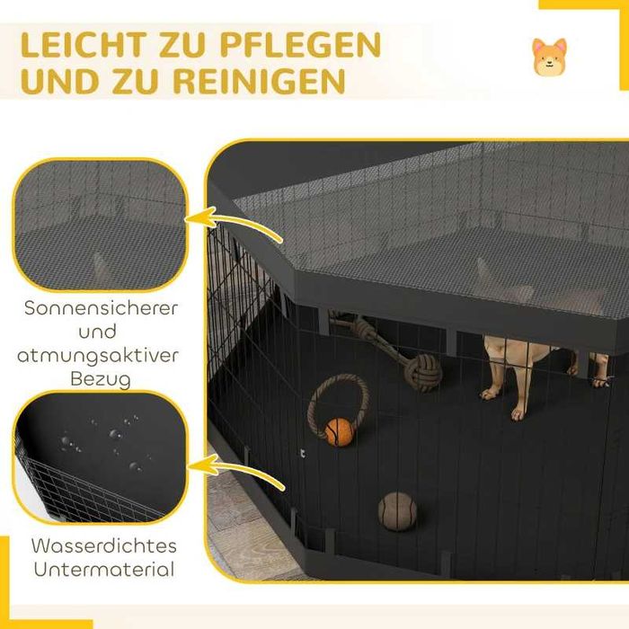 Кошарка за кученца PawHut, височина 76 см/приблизително 2,5 м², 8 панела
