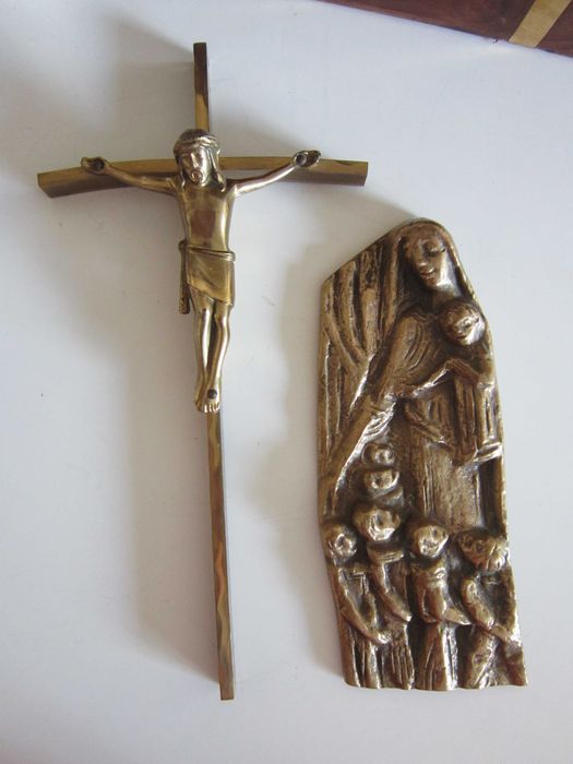cadou deosebit rar Joseph Krautwald 1960 Crucifix Cruce bronz