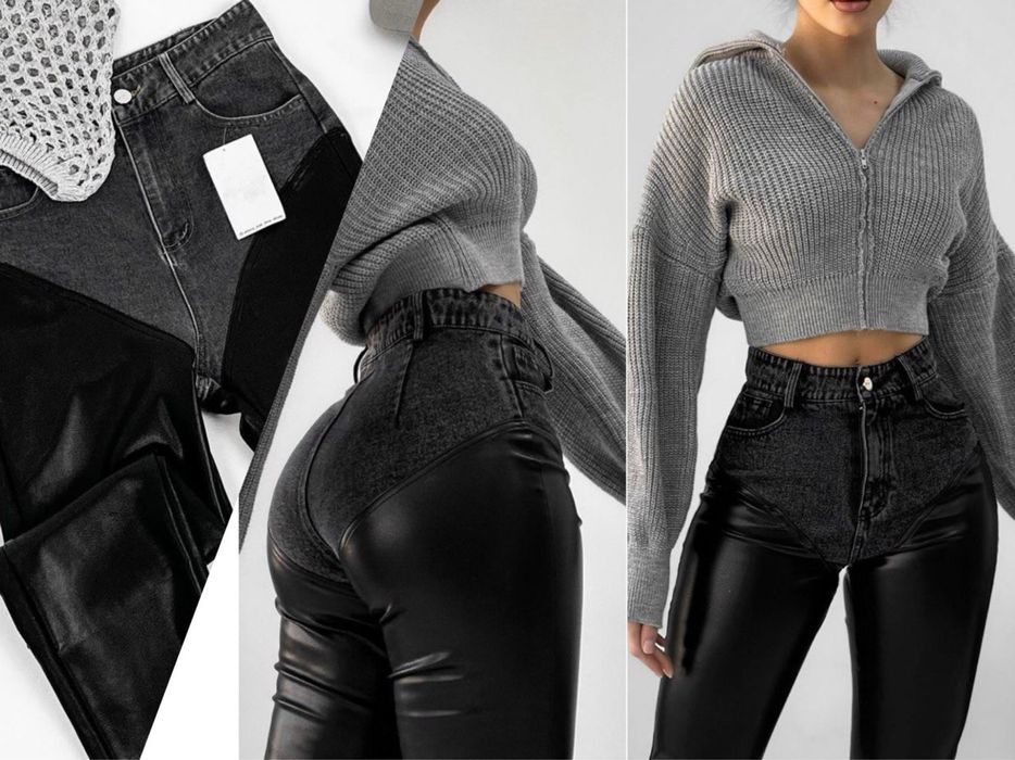 Джинсы с кожей флис