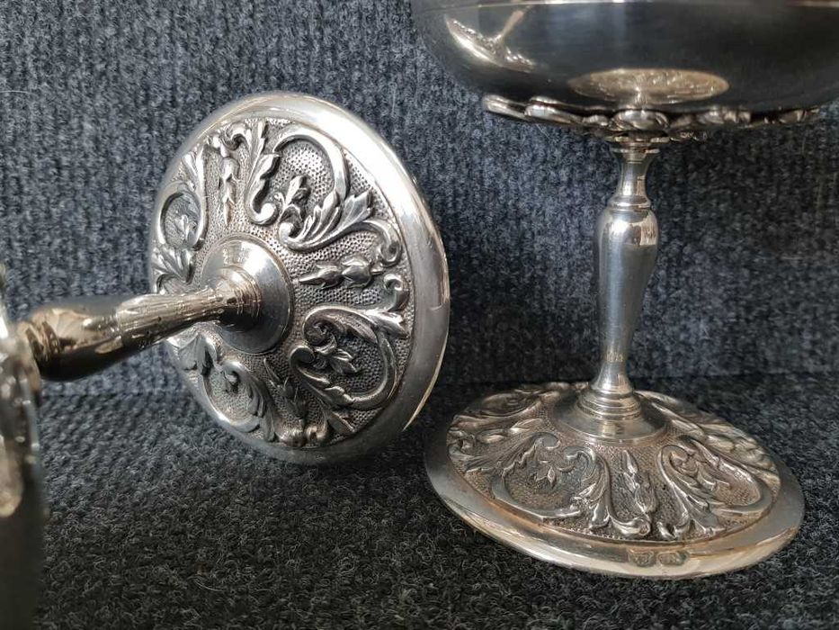 КРАСИВИ Чаши сребърни с позлата за вино и шампанско 19 век