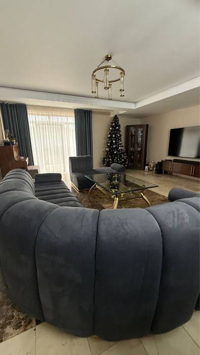 Coltar modular din catifea gri