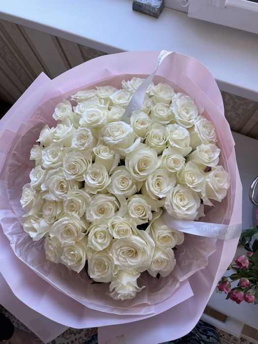 цветы 51шт белые роза