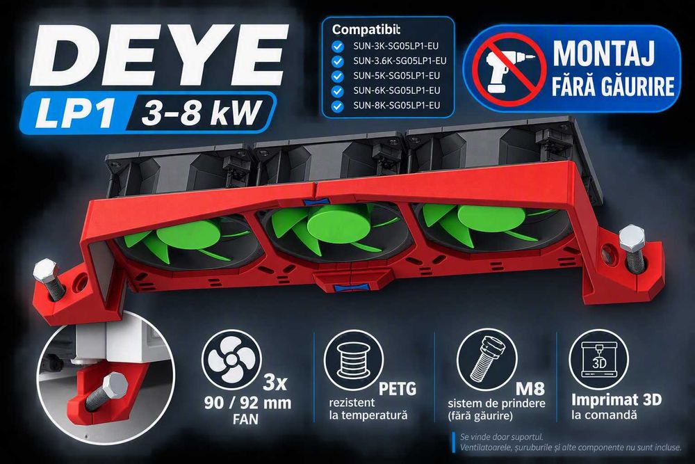Suport ventilatoare DEYE LP1 3-8kW | SUN-3K 3.6K 5K 6K 8K | Montaj fara gaurire