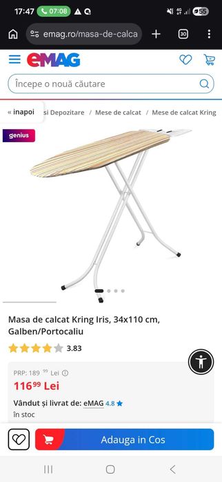 masa de calcat metalica 110x34 cm