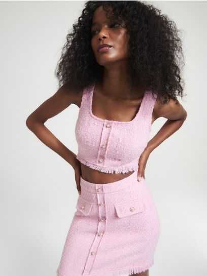 Сет от пола, бюстие и риза Reserved със съдържание на вълна, в розово