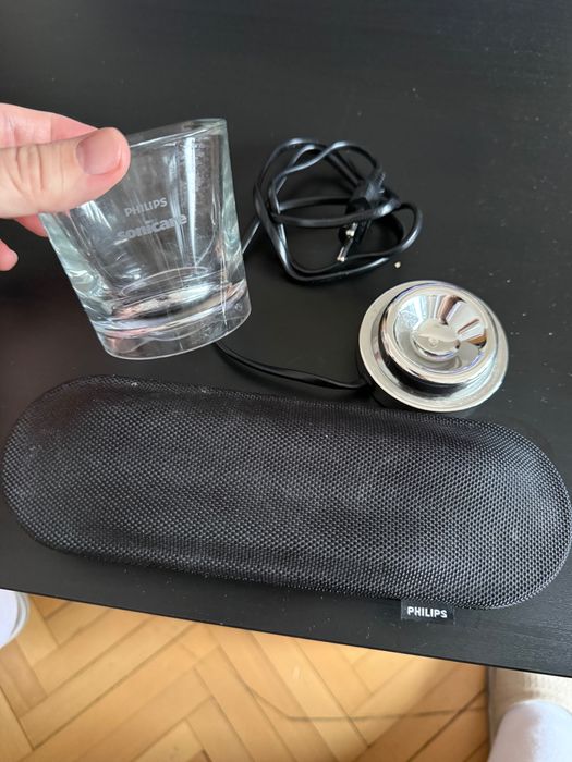 Încărcător Philips Sonicare + pahar sticlă + husă transport