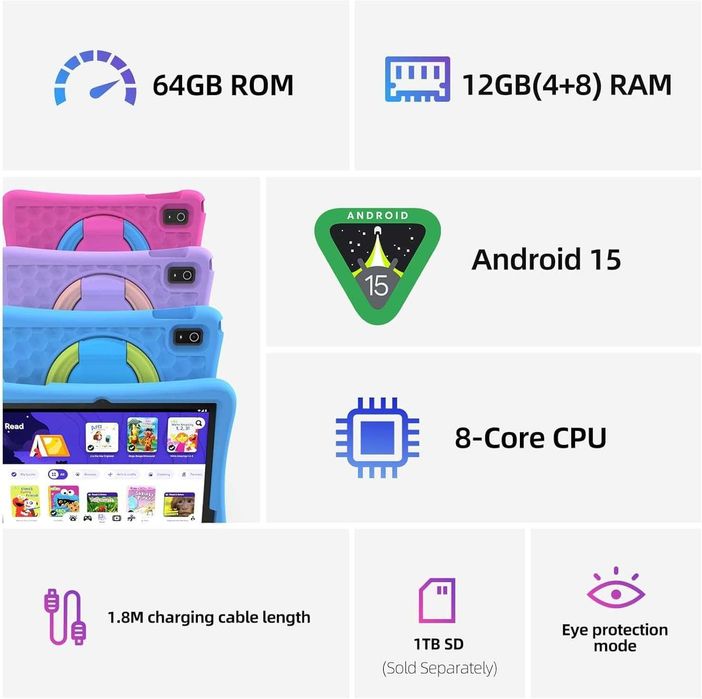 Детски таблет 10 инча plimpton Kids20 - Android 15 64GB калъф