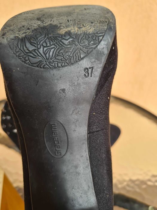 Pantofi negri imitatie piele intoarsa marimea 37 Deichman