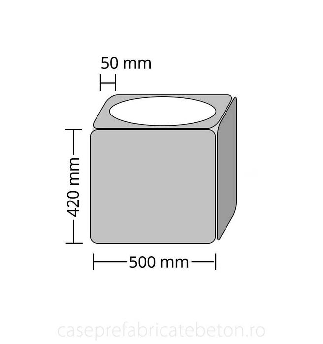 Ghiveci din beton cu aspect de piatra naturala patrat