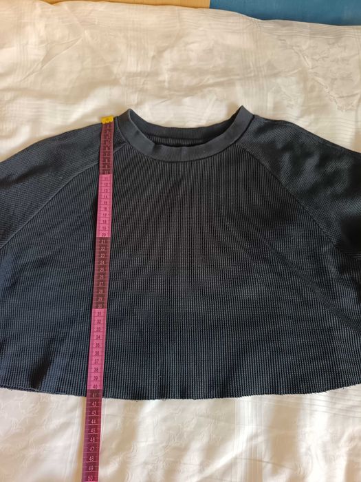 Bluză crop texturată, gri închis, Cropp, mărimea S, stare foarte bună