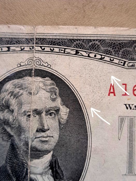 2 долара САЩ, 1963 ,рядък куриоз- двоен печат.