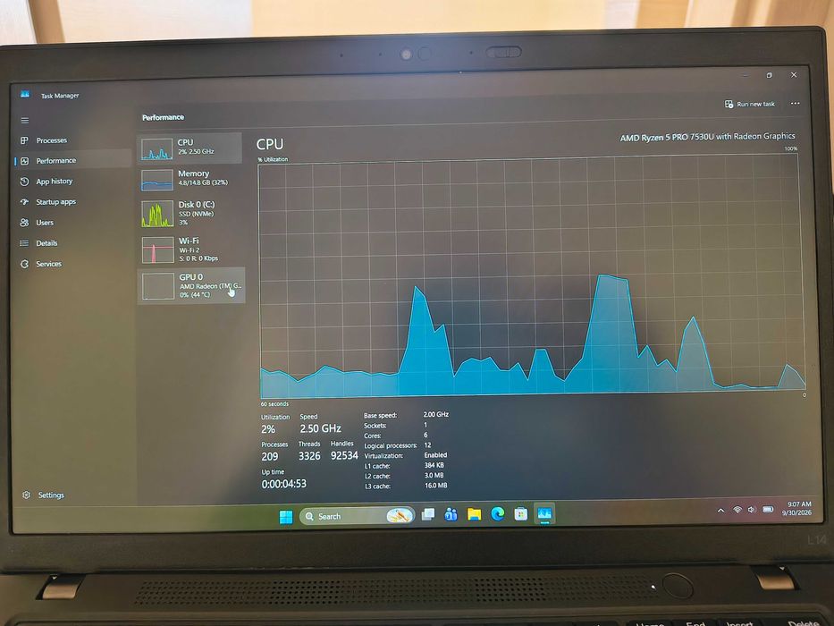 Lenovo L14 Gen4 AMD Ryzen 5 PRO 7530U Radeon Graphics | 16GB DDR4 | 256GB SSD NVMe