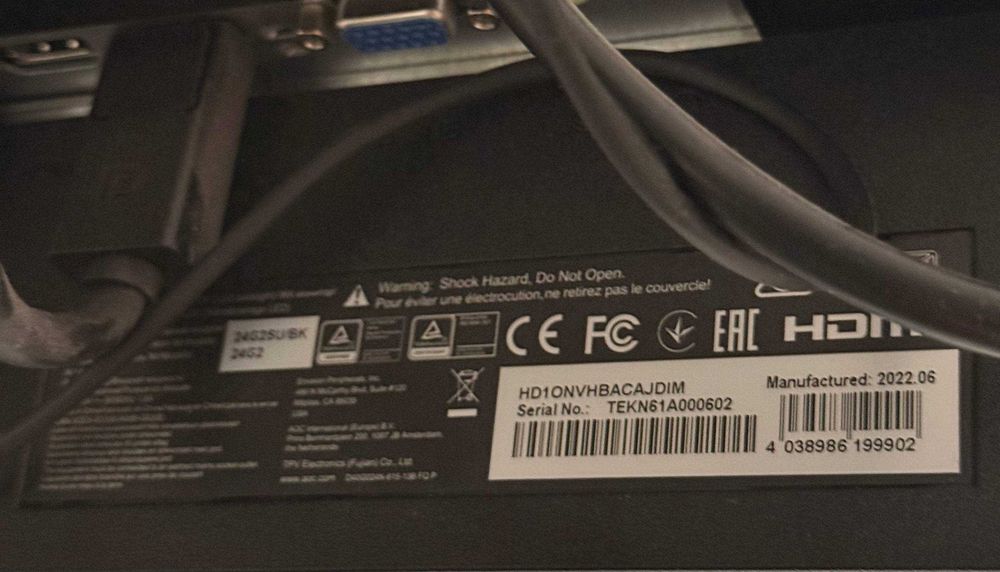 Монитор AOC 24G2SU/BK 165Hz