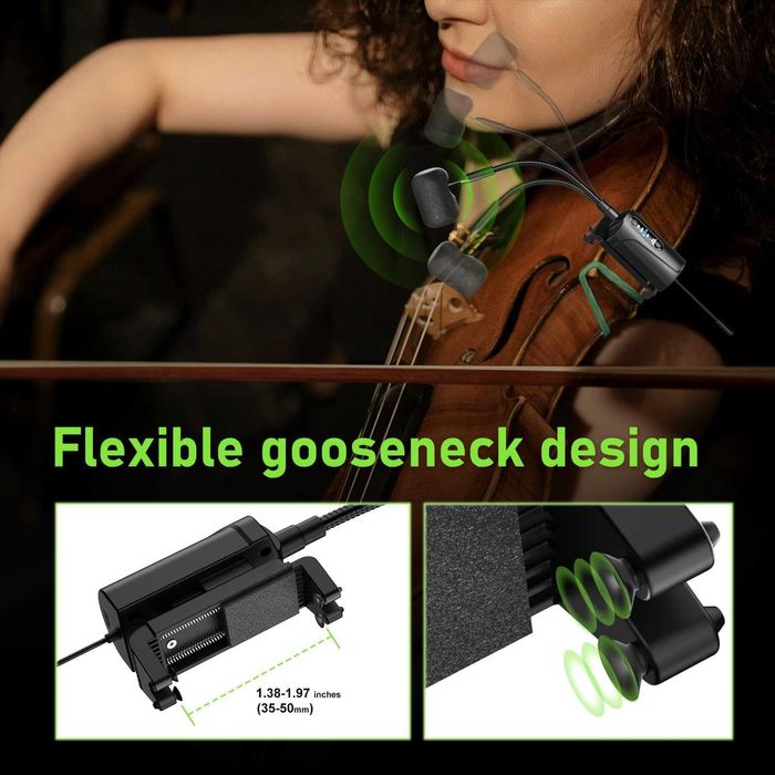 Двоен UHF безжичен микрофон за цигулка с щипка 2 предавателя, Q2/VT-5