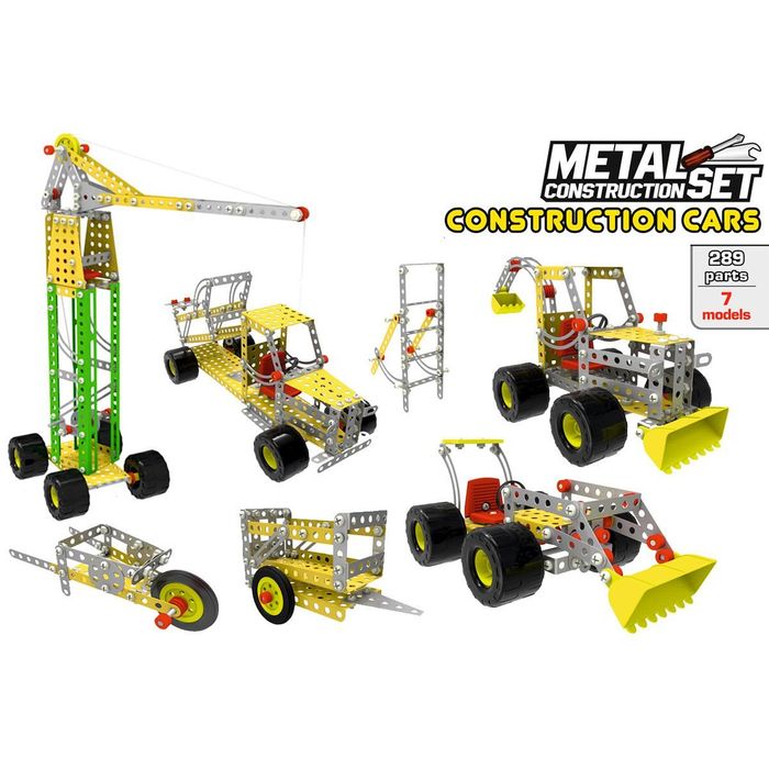 Метален конструктор пластмасова кутия с болтове гайки инструменти и гу