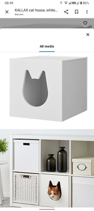 Ikea kallax căsuța pisica pat lemn alb