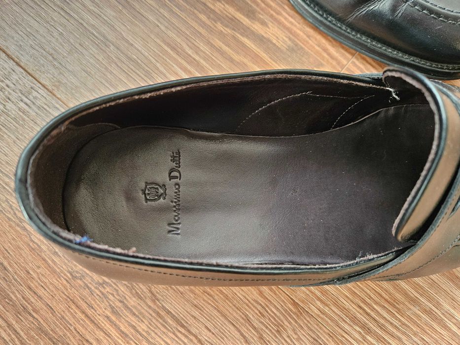 Мъжки черни официални кожени мокасини лоуфъри Massimo Dutti 44