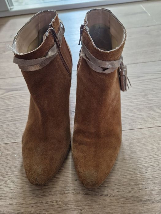 Botine/ cizme piele intoarsa maro, 39