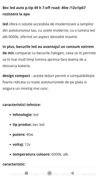 Set becuri led h 7 putere 6000 lumeni