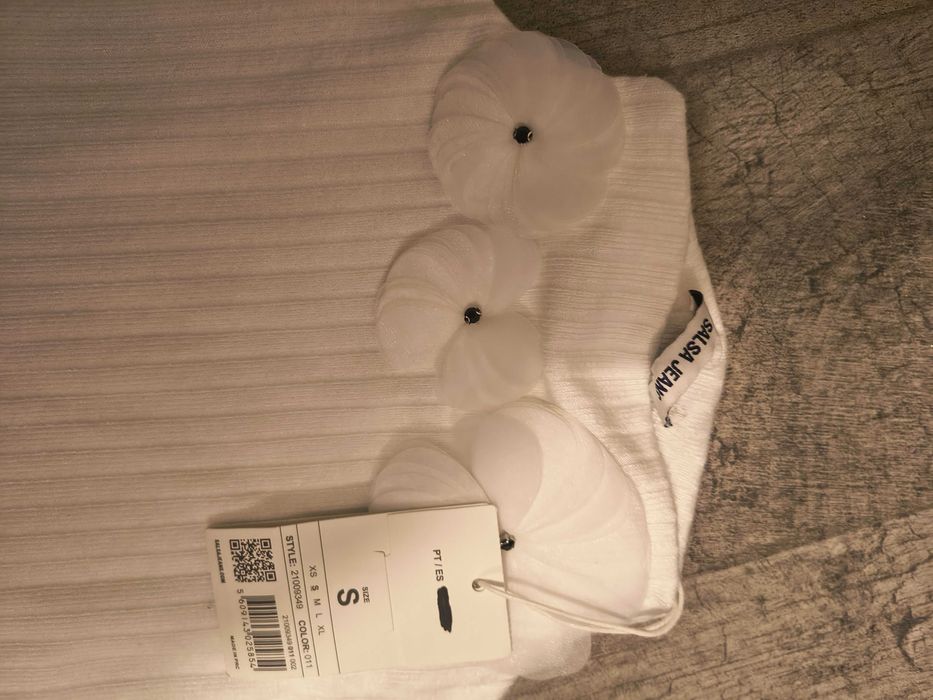 Helanca Salsa Jeans alb cu flori