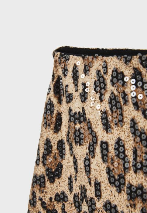 Мини пола с леопардов принт и пайети
