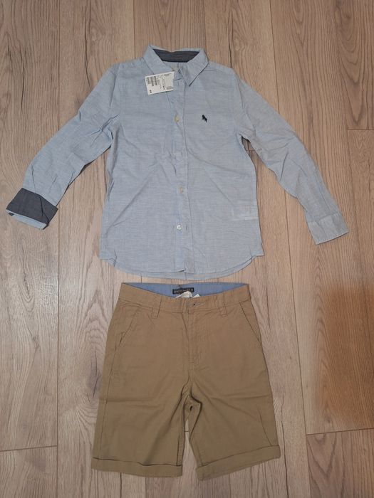 Set cămașă +pantaloni scurți, H&M,noi,cu eticheta,8-10 ani