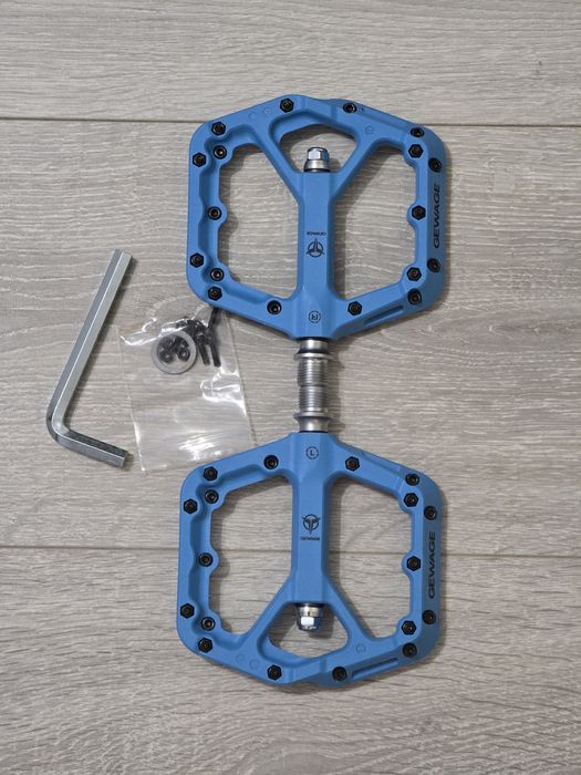 Pedale MTB GEWAGE – Platformă Lată, Antiderapante, Nylon, Albastre