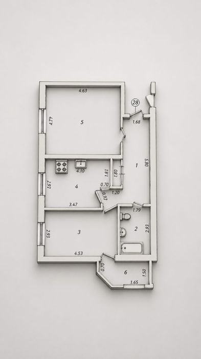 2-комнатная, Куйлюк 1, 2.2.4, 68м2
