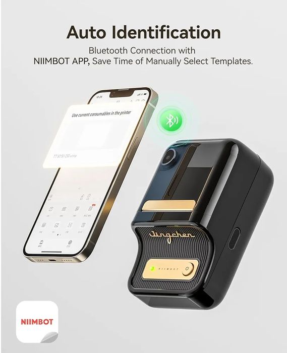 Niimbot B21S original printer, Bluetooth orqali ishlaydi.