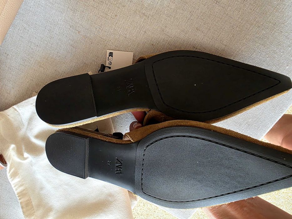 Нови Zara обувки, естествен велур