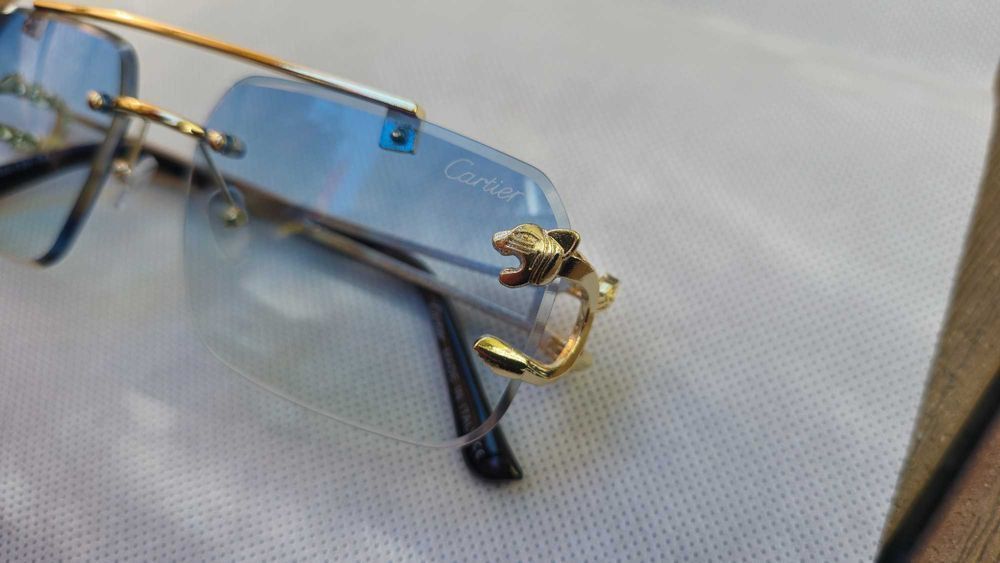 Ochelari de soare Cartier Rimless 8809 lentila albastra