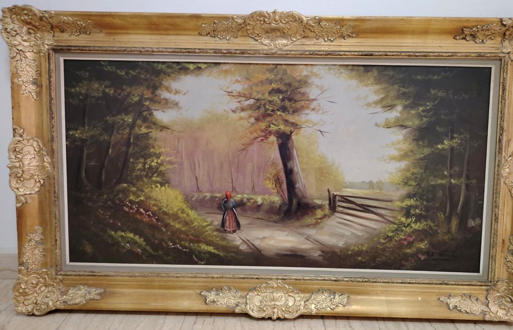 Ulei pe panza o lucrare veche de o foarte buna calitate ,semnată de dimensiuni mari încadrata într-o rama in stilul Baroc din lemn lemn masiv, dimensi
