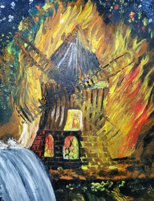 Pictura originala ulei pe lemn