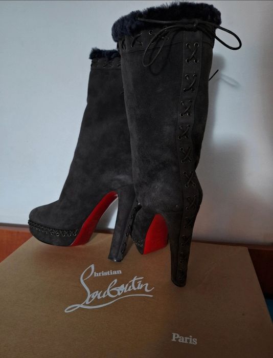 Cizme Christian Louboutin din piele întoarsă