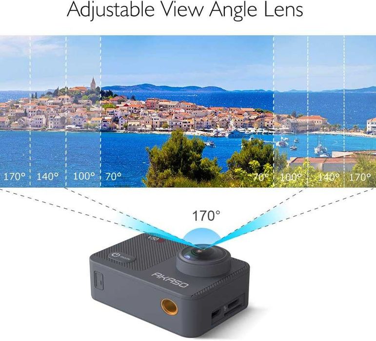 Camera Video Sport WiFi AKASO V50X UltraHD 4K/30FPS/20MP, Stabilizare Electronica, Unghi Reglabil 170°, Zoom Digital, Telecomanda, Waterproof, Black