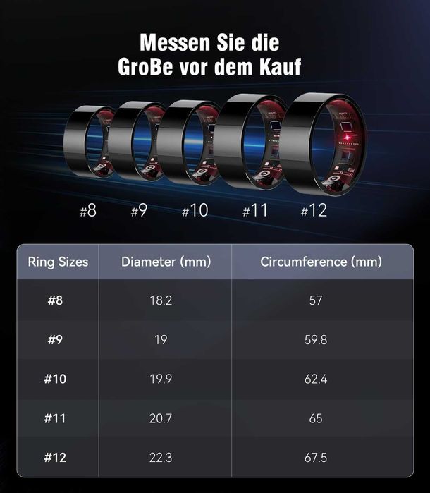 Smartring Fitness Argintiu #9, SpO2, Puls, Somn, IP68, Android/iOS