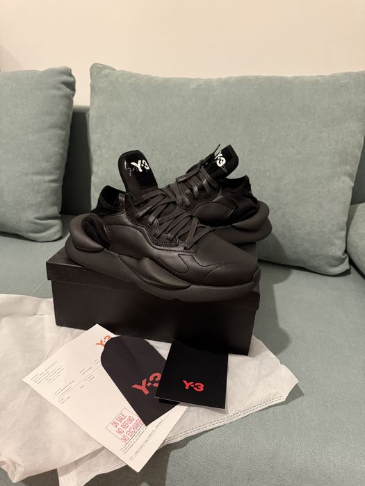 Y-3 Kaiwa din piele negri Premium