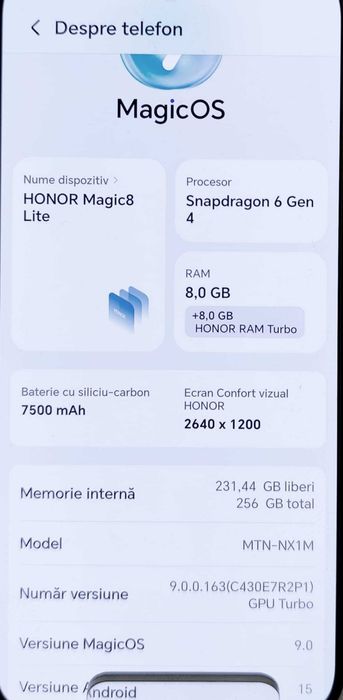 (AG35 B.35037) Telefon Honor Magic8 Lite -1100 Lei Garantie 2 Ani !