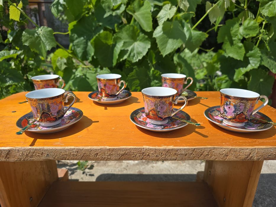 Set vintage de 6 cești pentru cafea espresso sau ceai, în stil tradițional chinezesc (anii 70-80)