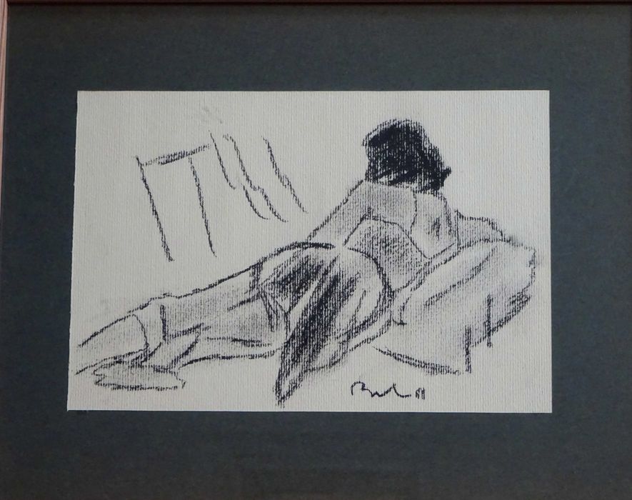 Corneliu Baba, ’Contemplare’| Tablou vechi, carbune pe hartie