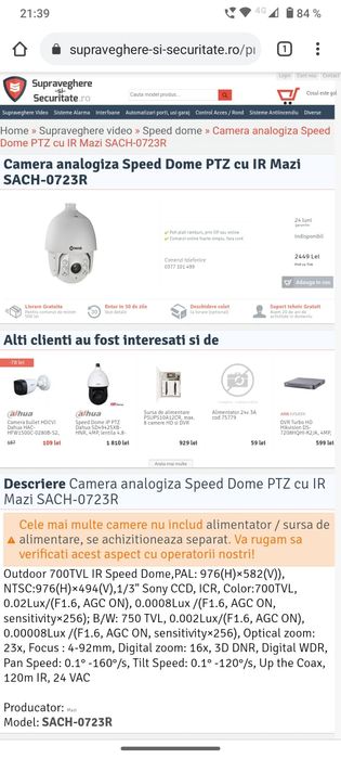 Cameră de supraveghere Mazi cu IR rotire 360 grade