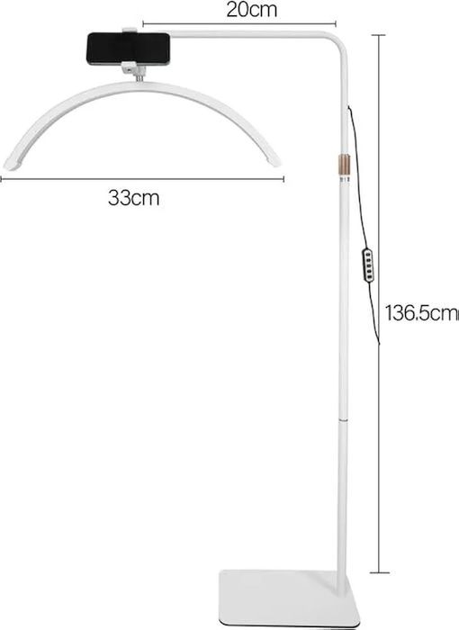 LED козметична лампа луна Half Moon  регулируема яркост и височина