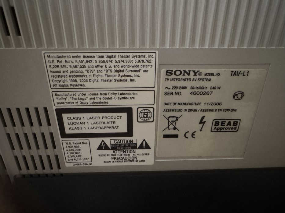 Телевизор Sony TAV-L1 (Made in Spain)