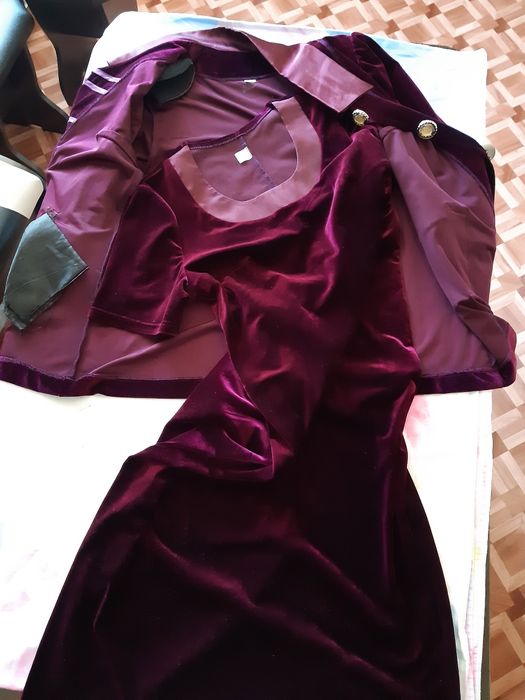 Платье двойка из велюра