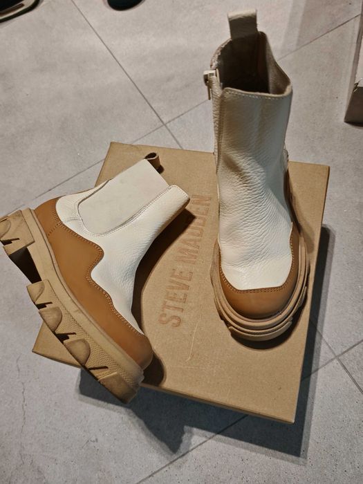 Кожени боти Steve Madden- Merylin, Бежов, Крем, 32 EU естествена кожа