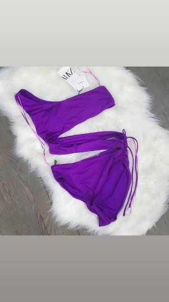 Zara costum de baie intreg 1 piece mov sexy cut out talie inalta
