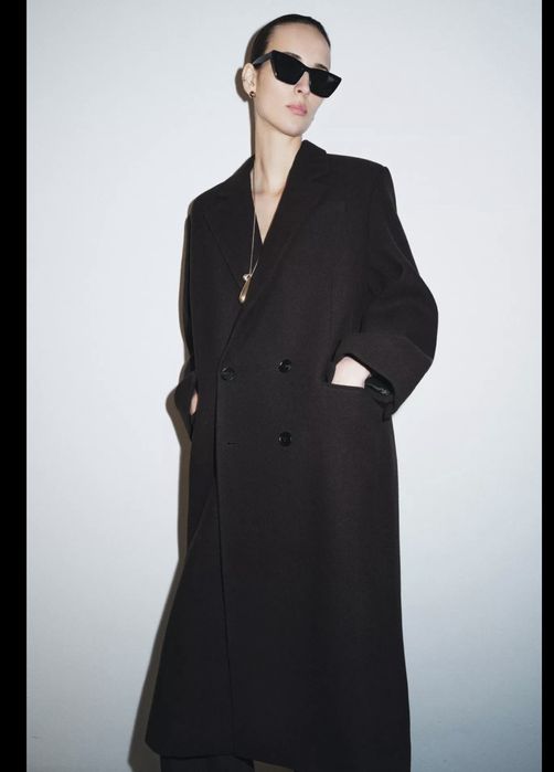 Пальто оверсайз коричневое