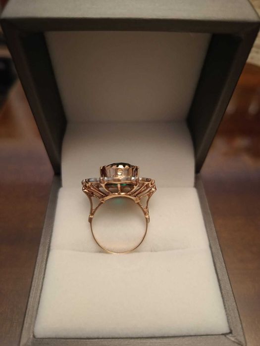 Inel stil Art Nouveau din aur roz 9kt și argint